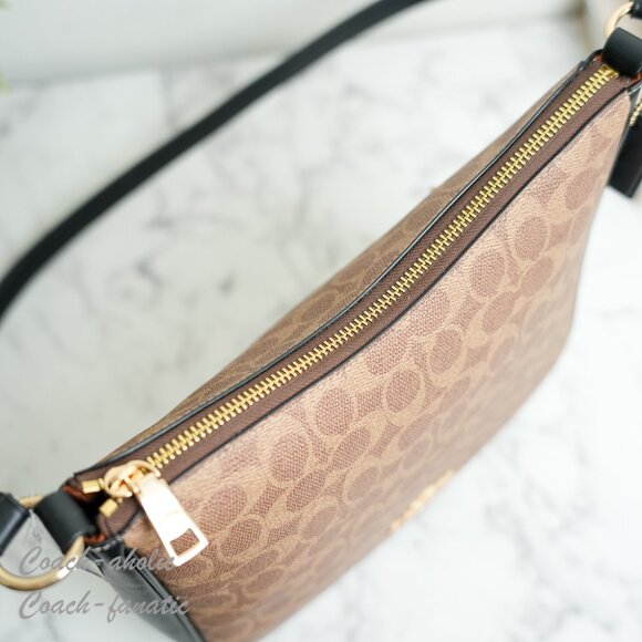 Coach CZ177 Ellie File Bag In Signature Canvas Tan/Black - Picture 12 of 13